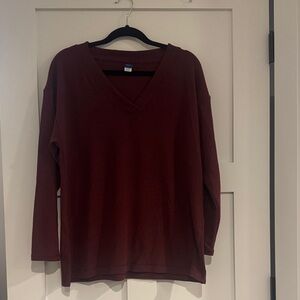 Burgundy V-Neck Sweater